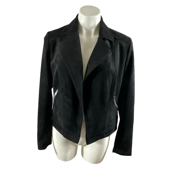 Philosophy Women Drape Front Moto Vegan Suede Jacket - Picture 1 of 13